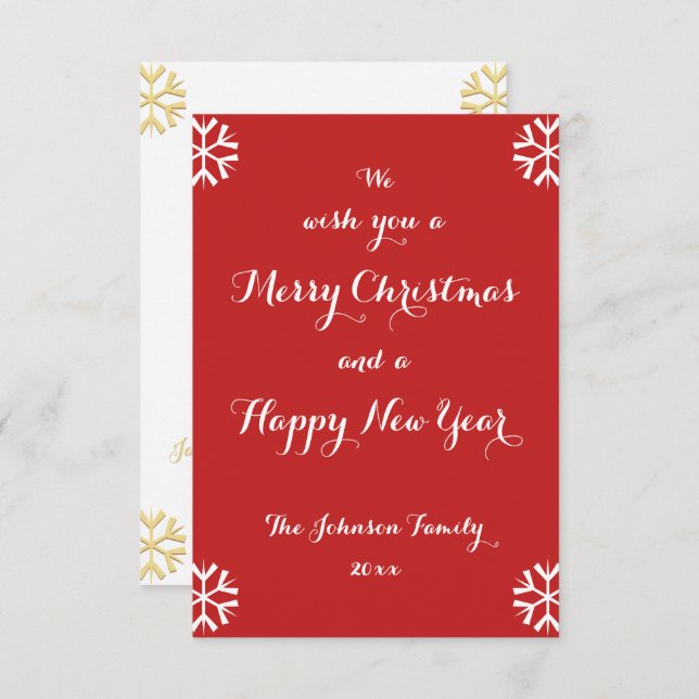 Custom Holiday Merry Christmas Happy New Year Card (Front/Back)