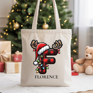 Custom Holiday Monogram Tote Bag Gift for Women