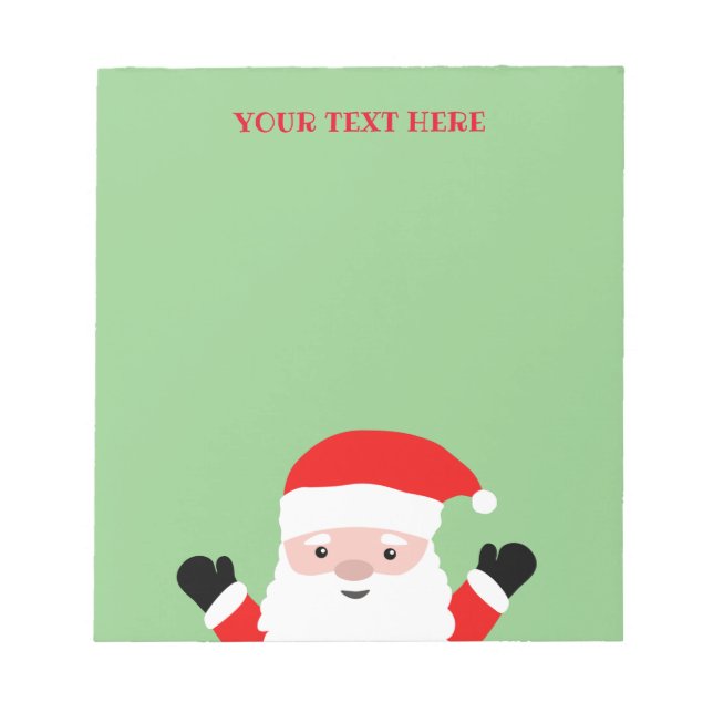Custom Holiday notepad with jolly Santa cartoon (Front)