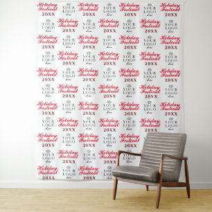 Custom Holiday Party Step and Repeat Backdrop Tapestry
