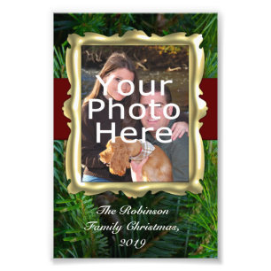 Custom Holiday Photo Border, Vertical Gold Frame