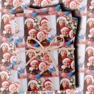 Custom Holiday Photo Collage Wrapping Paper Sheet