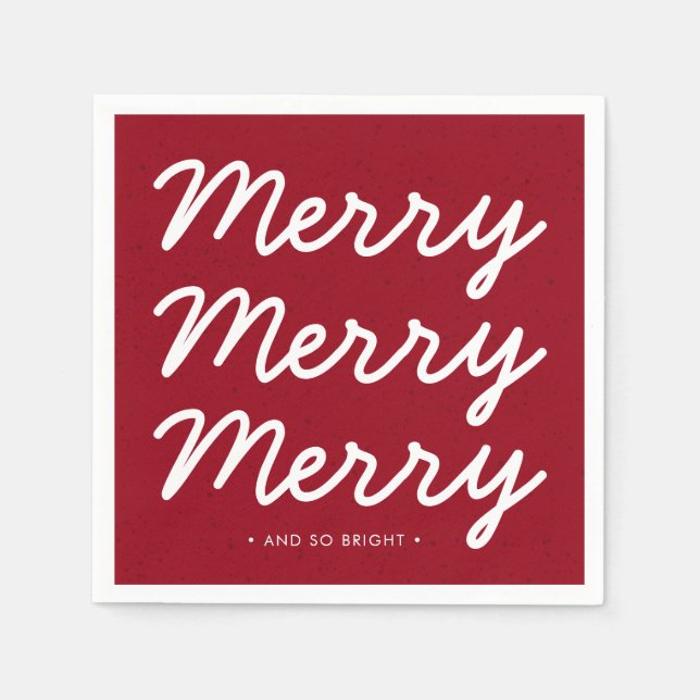 Custom Holiday Red Merry Christmas Napkin (Front)