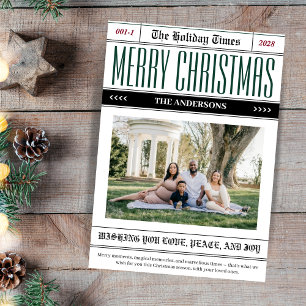 Custom Holiday Times Newspaper Christmas Photo Card