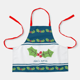 Custom Holly & Berries Christmas Apron