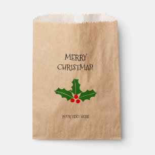 Custom holly leaf Christmas party favour bags