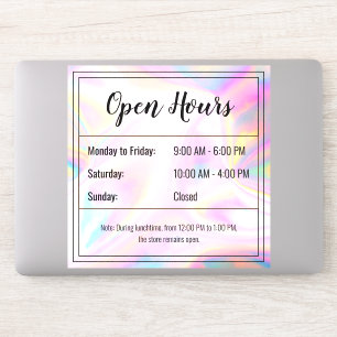 Custom Holographic opal stone Open Hours Sticker