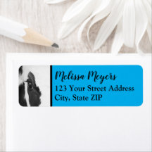 Custom Holstein Calf Eye Return Address - Blue