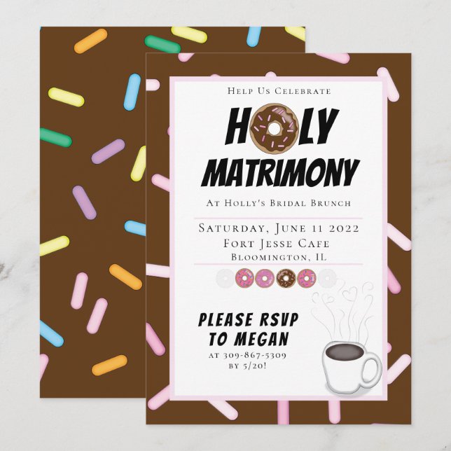 Custom Holy Matrimony Brunch Invitation (Front/Back)