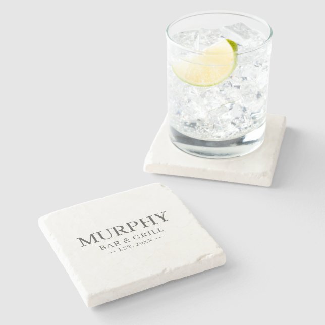 Custom Home Bar Family Name Stone Coaster (Side)