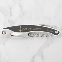 Custom Home Bar Monogram Black Gold Anchor