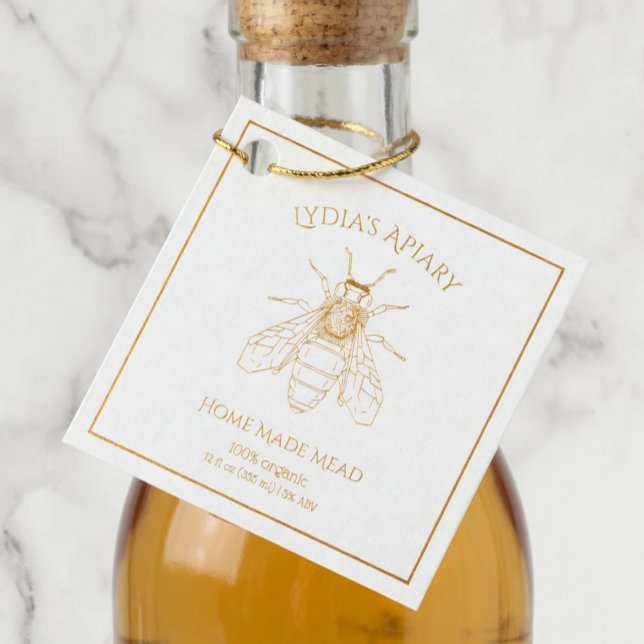 Custom Home Brewed Honey Wine Foil Square Tag (Creator Uploaded)