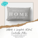 Custom Home Coordinates Throw Pillow | Silver Gray<br><div class="desc">Love your new HOME with our custom coordinates throw pillow, in lumbar or square size format. Shown with the word HOME along with latitude and longitude coordinates in white text and silver gray background. Use the custom fields provided to enter your own latitude and longitude coordinates and even change the...</div>