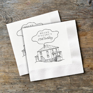 Custom Home Drawing Birthday Drop In Napkin