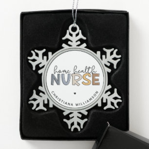 Custom Home Health Nurse Appreciation Gifts Snowflake Pewter Christmas Ornament