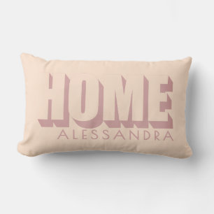Custom Home Pastel Peach Dusty Rose Boho Simple Lumbar Pillow