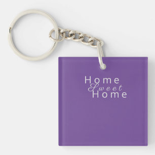 Custom "Home Sweet Home" Dark Lavender Keychain