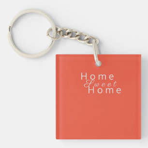 Custom "Home Sweet Home" Orange Red Keychain