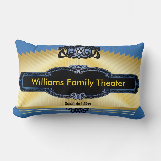 Custom Home Theatre Add Your Monogram Lumbar Pillow (Front)