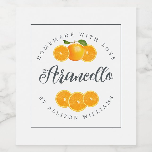 Custom Homemade Arancello Label (Single Label)