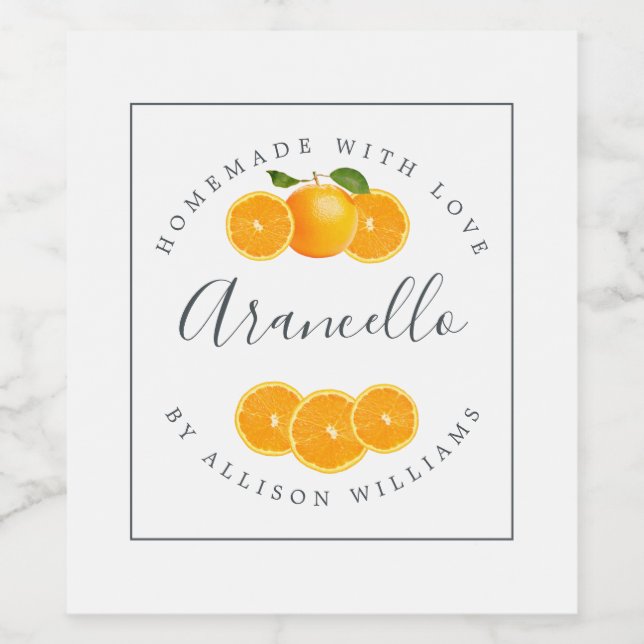 Custom Homemade Arancello Label (Single Label)
