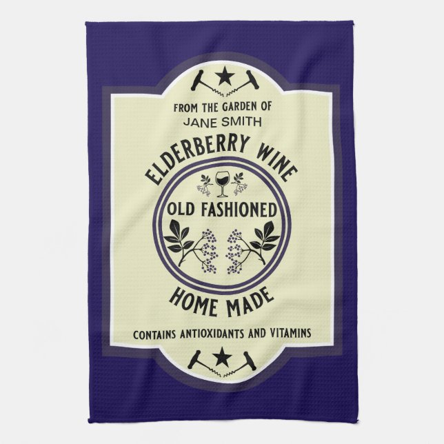 Custom Homemade Elderberry Drinks Kitchen Towel (Vertical)