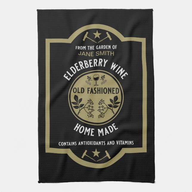 Custom Homemade Elderberry Kitchen Towel (Vertical)