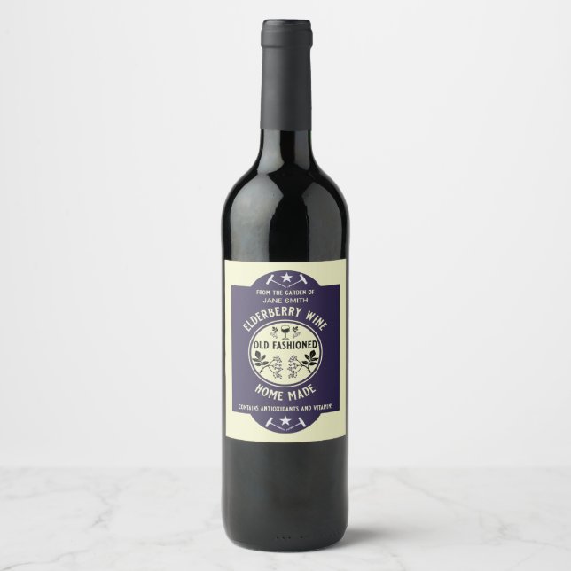 Custom Homemade Elderberry Wine Label (Front)