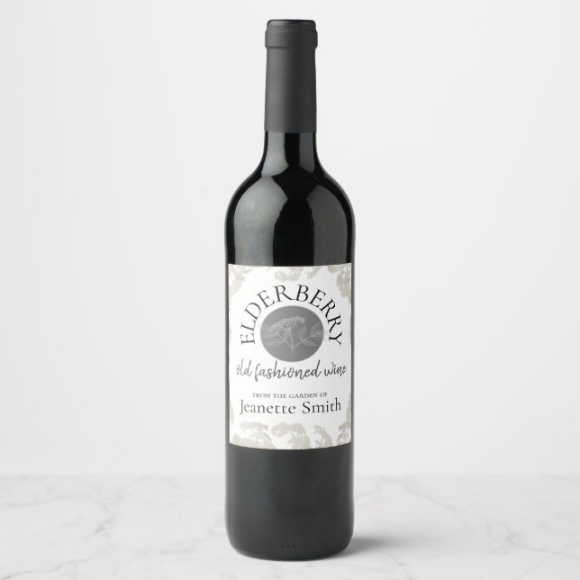Custom Homemade Elderberry Wine Wine Label (Front)
