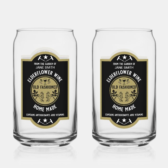 Custom Homemade Elderflower Can Glass (Front)