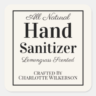 Custom Homemade Hand Sanitizer Simple Cream Square Sticker