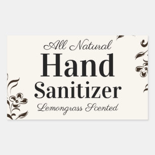 Custom Homemade Hand Sanitizer with Floral Design Sticker