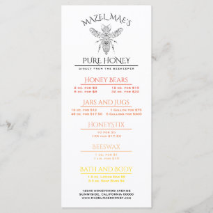 Custom Homemade Honey Menu