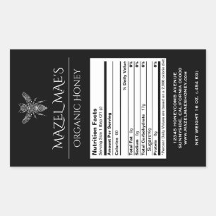 Custom Homemade Honey Nutrition Labels