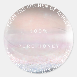 Custom Homemade Honey Pink Silver GlitterBall Classic Round Sticker