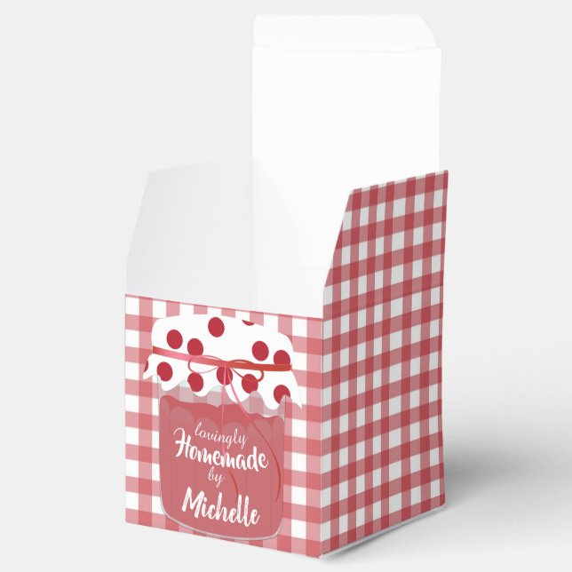 Custom Homemade Jam and Gingham Favor Box (Opened)