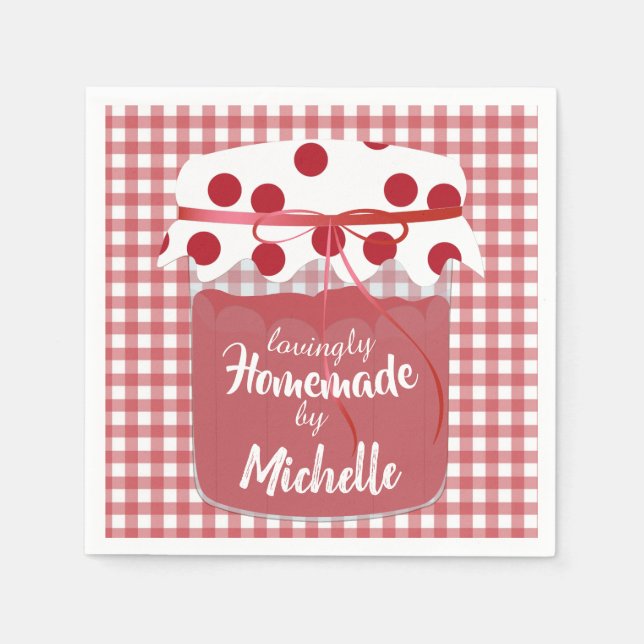 Custom Homemade Jam and Gingham Napkin (Front)