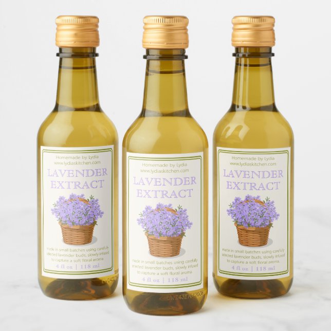 Custom Homemade Lavender Extract Label (Bottles)