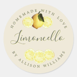 Custom Homemade Limoncello Antique White Classic Round Sticker