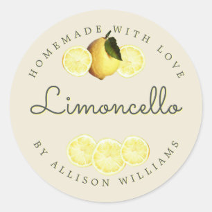 Custom Homemade Limoncello Antique White Classic Round Sticker