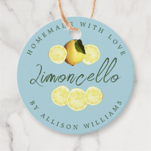 Custom Homemade Limoncello Blue Favour Tags