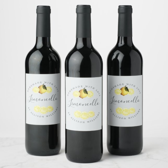 Custom Homemade Limoncello Bottle Label Blue (Bottles)