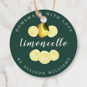 Custom Homemade Limoncello Dark Green Bottle Favour Tags