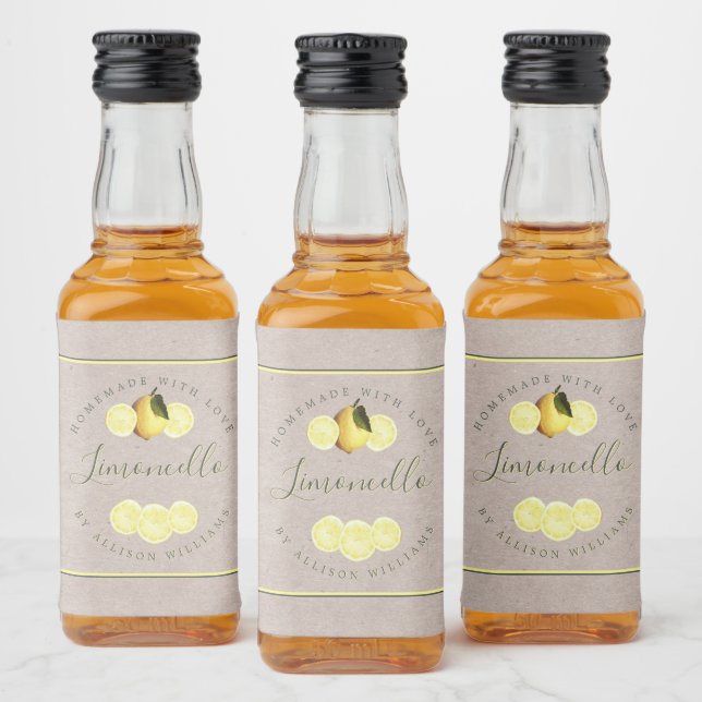 Custom Homemade Limoncello Kraft Paper Label (Bottles)