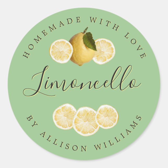 Custom Homemade Limoncello Label (Front)