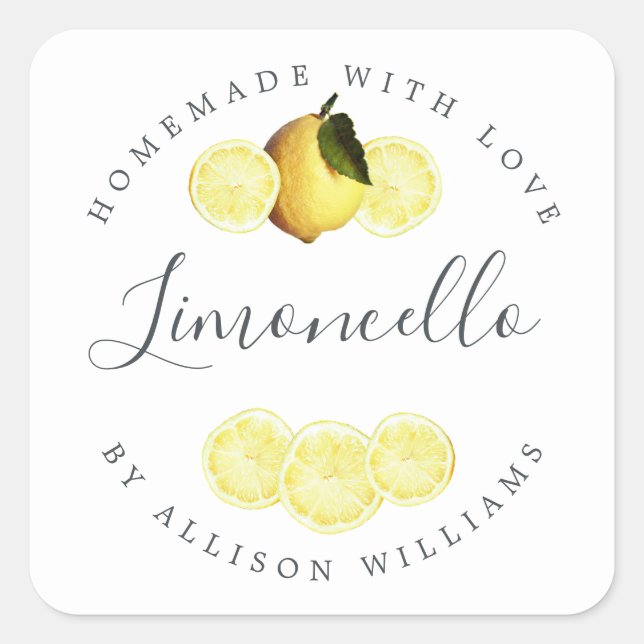 Custom Homemade Limoncello Label (Front)