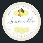 Custom Homemade Limoncello Label Antique White<br><div class="desc">Elegant and modern limoncello sticker label with the text limoncello, homemade with love and your name in chic script calligraphy and modern typography on an antique white background with a stylish touch of pretty watercolor lemon and lemon slices. Simply add your name or business. Exclusively designed for you by Happy...</div>