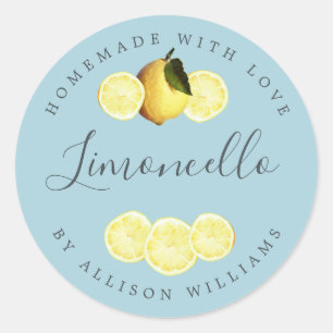 Custom Homemade Limoncello Label Blue