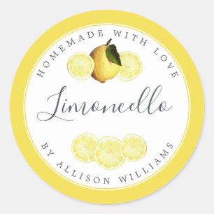 Custom Homemade Limoncello Label Bright Yellow