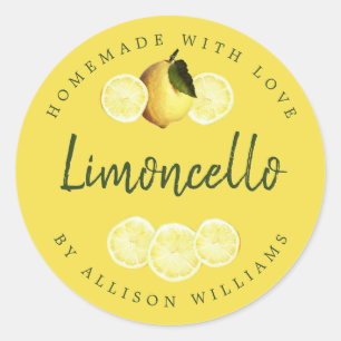 Custom Homemade Limoncello Label Yellow
